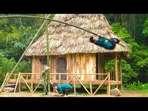 Building a New Life: Dwarf Family Finishes Their Thatched Roof Wooden Home