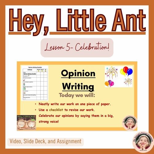 2nd Grade Opinion Writing Revising Celebration Video Worksheet Assignment Slides