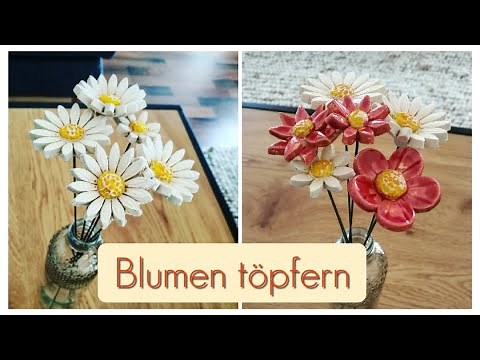 Blumen einfach selber machen - Blumenstecker töpfern für Anfänger - DIY Tutorial Flower Pottery