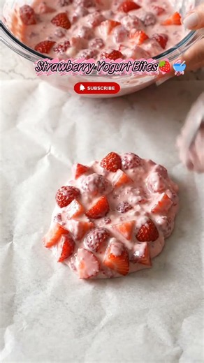 3-Ingredient Strawberry Yogurt Bites 🍓 | Easy Healthy Snack #shorts #strawberry