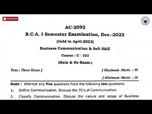 BCA 1ST SEM BUSINESS COMMUNICATION AND SOFT SKILL AC DEC 2022 | DBRAU