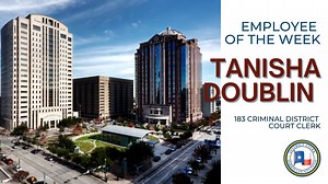 183 Criminal District Court Clerk Tanisha Doublin is our Employee of the Week. Just last month, Tanisha celebrated her eighth anniversary as a DCO team member. Tanisha was recently commended by a customer at the 183 Criminal District Court. The customer noted that Tanisha “is a great asset to this court and the many defendants that are graced by her amazing concern for them.” Tanisha is equally respected by her colleagues at the DCO. “Tanisha is known for being a facilitator among her court staf