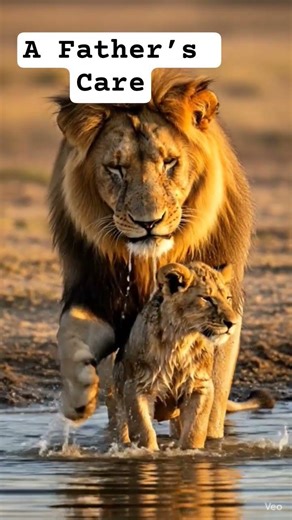 Mufasa gently bathes Simba—true strength begins with care 🦁💦 #Mufasa #Simba