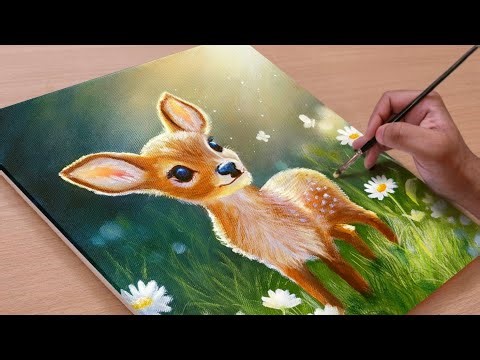 Painting a Cute Deer / Acrylic Paintings / STEP BY STEP Tutorial