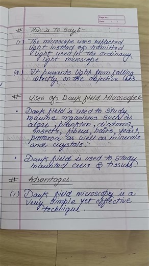 Full notes of Dark field microscope 😊 #studywithnotes #microscope #raydiagrams
