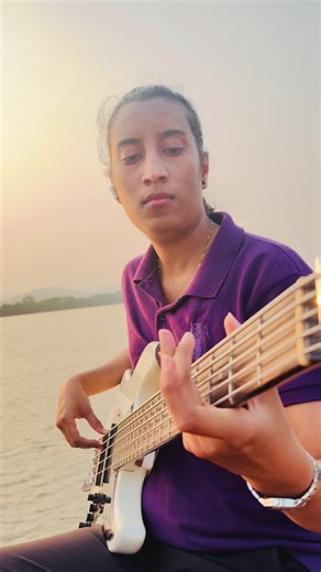 Stacy D’cruz on Instagram: "Random shoot & live recording on boat 🚤 .. My favourite bassline🎸 . . . . #femalebassist #sunsetviews #smoothoperator #basssolo #fypシ"