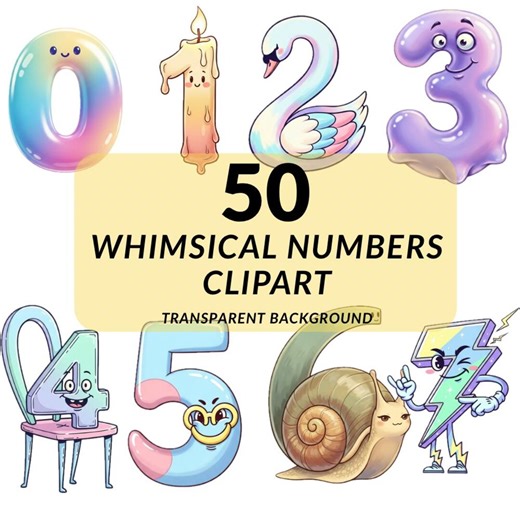 Whimsical Numbers Clipart PNG Bundle, Ute Doodle Numbers 0-9, Kids Learning Graphics, Transparent Background - Etsy