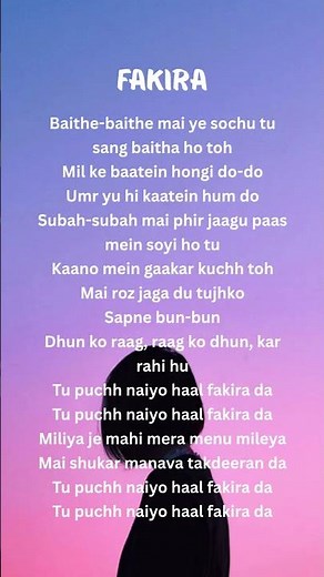 FAKIRA SONG LYRICS 🎶🤍#songlyrics #song #shorts