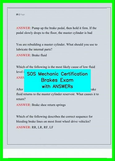 SOS Mechanic Certification Brakes Exam with ANSWERs video