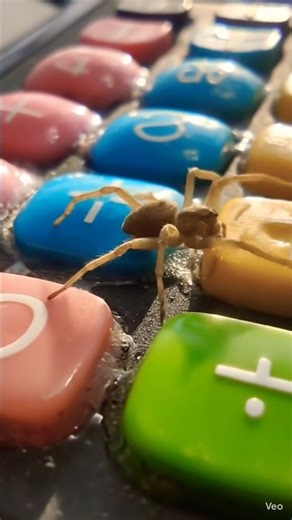 Calculator buttons transform into sugary candy buttons./ spider funny videos #funnycute #naturestory