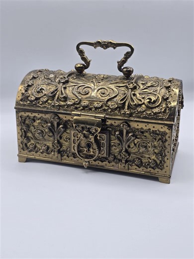 Antique Metal Box Bronze Brass Hallmarked Heavy Jewlery Casket - Etsy