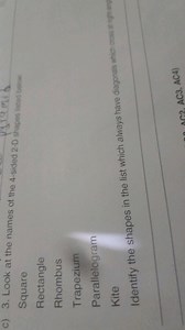 Given the following list of 4-sided (quadrilateral) shapes:Sq... | Filo