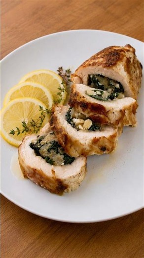 Stuffed Chicken Breast with Spinach, Shallots and Mushrooms