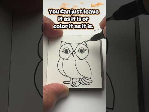 How to draw & color an owl on tiny canvas?| Easy kids drawing & coloring | Fine tip color pen art|
