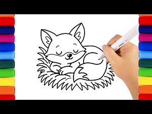 She is a fox sleeping on fuffy grass ChillChill coloring page for kids
