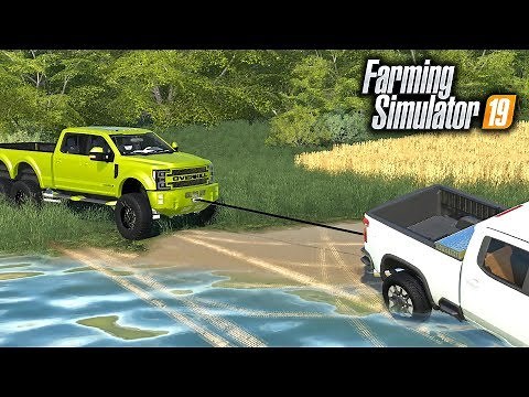 FS19- Winching Cars out of River with MEGA F-550 (20,000 LBS WINCH))