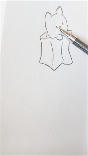 “A cozy kitty hiding inside a bag 🐱👜💛”#catdrawing #cuteart #pencildrawing #cutedoodle #sketchbook