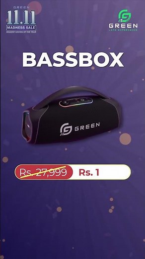 Rs. 9,825 🤯 (was Rs. 27,999)the green bassbox 100w Wireless Speaker