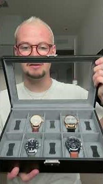 10-Slot Watch Box ⌚ | Leather Display Case with Glass Lid (Clean + Organized Setup)