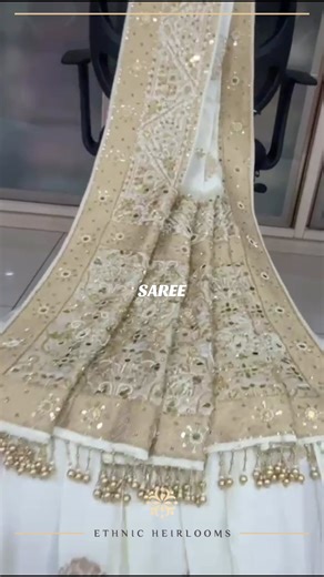 Grace, with a golden touch. Saree Dm for details #fypシ #saree #browntiktok #desiootd #ethnicheirlooms