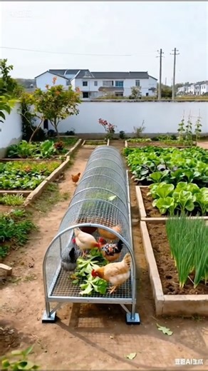 Smart Chicken Garden Farming 🐔🥬 | Organic Backyard Setup #cage #farming