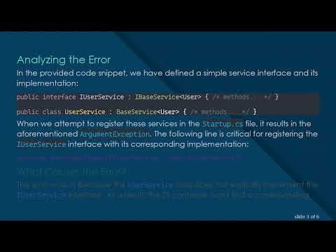 Resolving the ArgumentException: Implementation Type Error in Dependency Injection