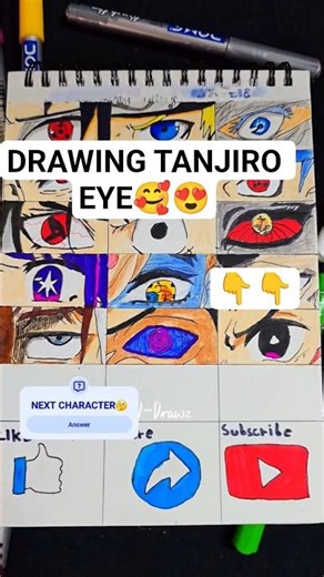 ‼️Tanjiro Kamado’s🥶 Eye Reveal‼️ #shorts #drawing #tanjiro #anime #art #animeeye