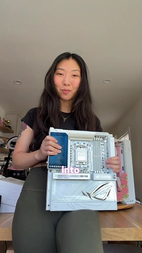 Slowly upgrading my main editing pc, @ROG_NA sent me a new motherboard so today I’m installing the crosshair x870e glacial 🥶🥶 also, finally installing the 64gb ddr5 set I snagged in fb marketplace 💗 Case is my collab with @Velztorm Custom PC Cooler is by @tryxglobal #tiktoklearningcampaign #tech #pcbuild