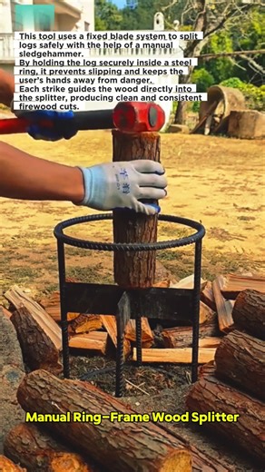 Smart Wood Splitter Tool in Action! Fast & Safe Log Splitting #woodsplitting #DIYtools #firewood