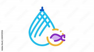 fish in net Icon Animation. color fish in net animated icon on white background