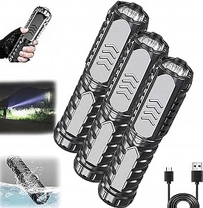 LONGLUAN Multifunctional Rechargeable Flashlight Tobiue Multifunctional Rechargeable Flashlight German USB Mini Multifunctional Strong Light Flashlight Waterproof FlashLight for Camping Outdoor 3 Pcs - Amazon.com