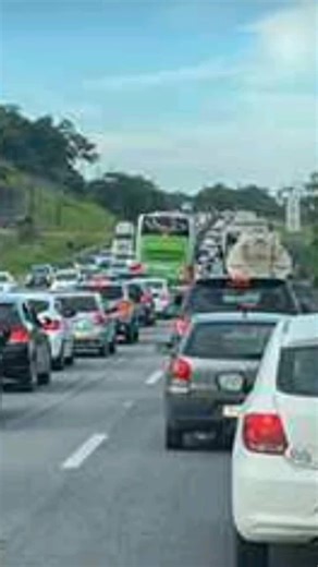 Heavy Traffic Jam on Rural Highway