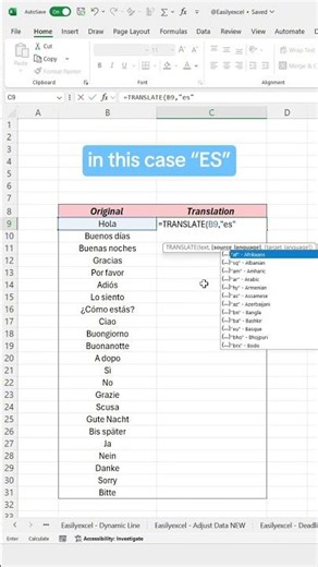 How to translate text in Excel using functions! #excel #translation #spreadsheets