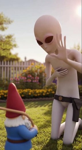 Alien Fail #4: Garden Gnome 🛸😱 #alien #sora2 #gnome