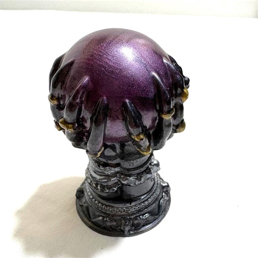 Gothic Crystal Ball Statue With Skeletal Hands – Dark Purple Resin Orb on Pedestal, Witchy Halloween Altar Decor - Etsy