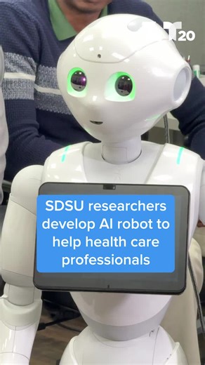 Meet Pepper, the future of artificial intelligence at San Diego State University’s James Silberrad Brown Center for AI Research. 🤖 Researchers at the center hope the AI robot can soon help people with mental health concerns.