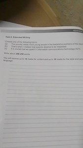 Task 6: Extended WritingChoose one of the following topics an... | Filo