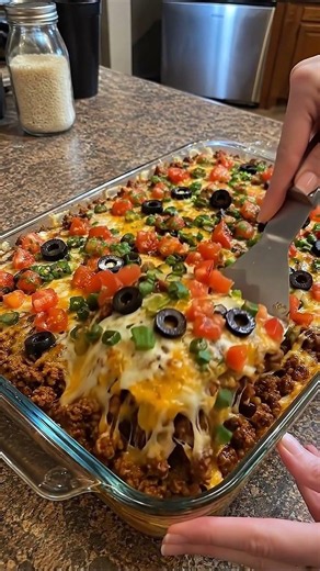 🧀🔥 Cheesy Taco Casserole | Loaded Beef Taco Bake with Melted Cheese 🌮
