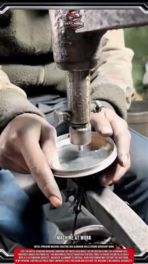 Metal Punching Machine Creating 5kg Aluminum Holes During Workshop Work