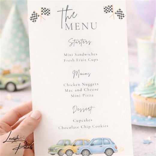 First Birthday Party Menu Sign, Cars Birthday Menu Template, Fast ONE Party Menu Printable, Editable Canva, Boy 1st Birthday Decor- 00FO1 - Etsy