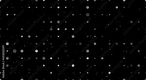 Template animation of evenly spaced basketball symbols of different sizes and opacity. Animation of transparency and size. Seamless looped 4k animation on black background with stars