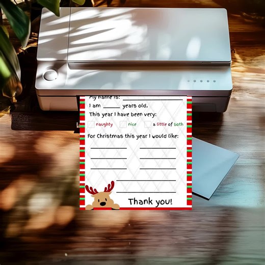 Santa Letter & Christmas List Printable PDF With BONUS Elf Report | Kids Holiday Activity PDF | Red and Green Reindeer Peeking Design - Etsy