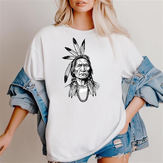 Native American Warrior Shirt, Chief Headdress Tee, Indigenous Spear Warrior Graphic, Vintage Indian Art Shirt, Western Pride Heritage Gift - Etsy