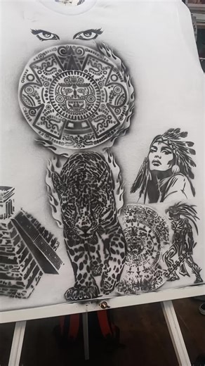 Airbrushing T-Shirts with Mayan Culture Themes