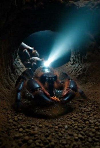 Body-Mounted POV: Giant Desert Hairy Scorpion Underground Colony Exploration