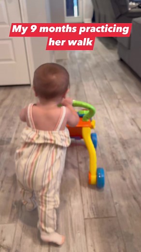 As she practiced walking, I noticed she kinda drag her foot and her right foot facing outward #baby #babygirl #babywalk #practice #walking | The Murphys
