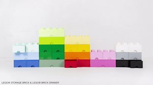 LEGO Storage Brick 8 - studs BLUE - Stackable Plastic Storage Box with Lid for Kids and Adults, Ideal Desk Organizer and Toy Box - 12.1L Capacity