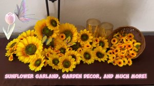 4 Bunches Artificial Flowers Sunflower Bouquets with Stems Silk Sunflowers Fake Yellow Flowers for Wedding Decor, DIY Garden Craft Art Decor, Party Decor, Home Decoration, Bride Holding Flowers