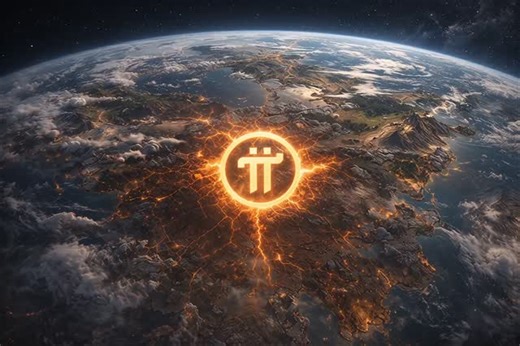 A blazing golden Pi erupts over Earth like a solar flare, igniting global networks with unstoppable decentralized value from space. #pinetwork #crypto #cryptocurrency #blockchain #web3 | Pi Network To The Moon