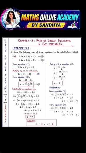 Exercise 3.2 Q1(iv) | Substitution Method | Solve Decimals Easily | Class 10 Maths